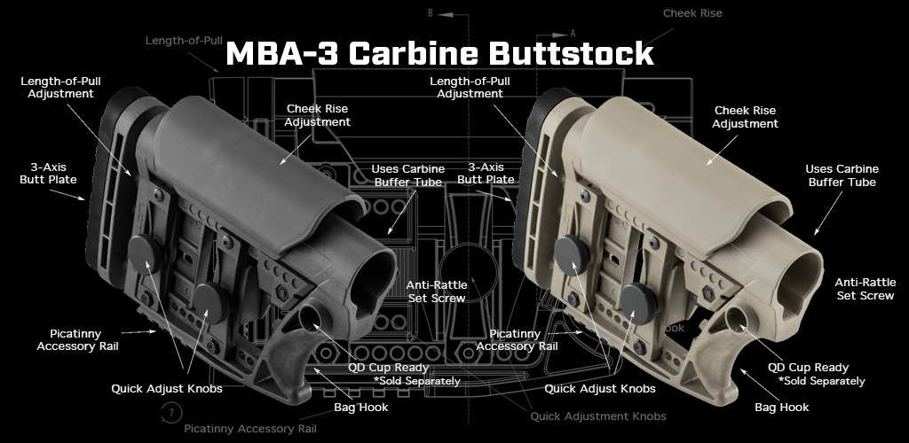 Lekka modularna kolba Luth-AR MBA-3 Carbine Stock