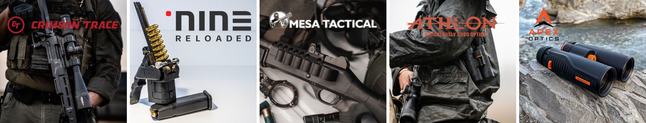 AOB, lunety Crimson Trace, ładowacz do magazynków Nine Reloaded, optyka do karabinów, optyka do pistoletów, luneta Athlon, luneta Apex, Mesa Tactical