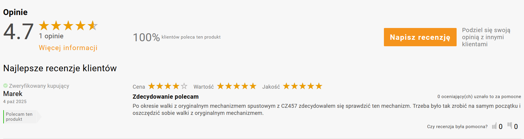 opinia o spuście timney triggers do karabinu cz457